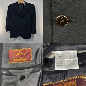 Brioni Traiano Men's 46R Solid Black Wool 3-Button Sport Coat Made in Italy